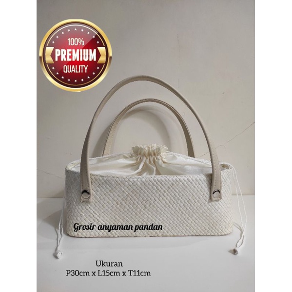 

iDk90 Keranjang toples KOTAK PANJANG BAKI MDD GAGANG VINIL CENTANG SATU tas pandan anyaman aesthetic