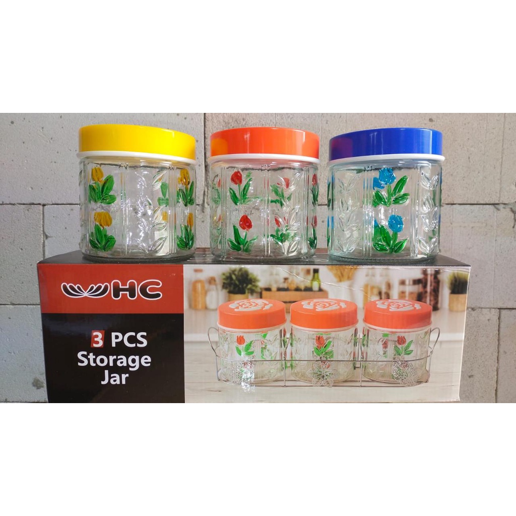 Storage Jar/ Toples Set Kaca HC Isi 3PCS &amp; 4PCS Pcs