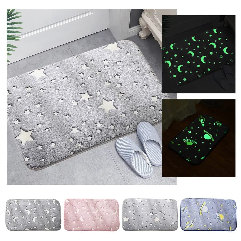 KESET KAKI GLOW IN THE DARK 40X60CM / KESET LANTAI / KESET KAKI / KESET ANTI SLIP / KESET KAMAR / KESET BULU bludru / keset bulu halus lembut tebal  / keset kamar anak