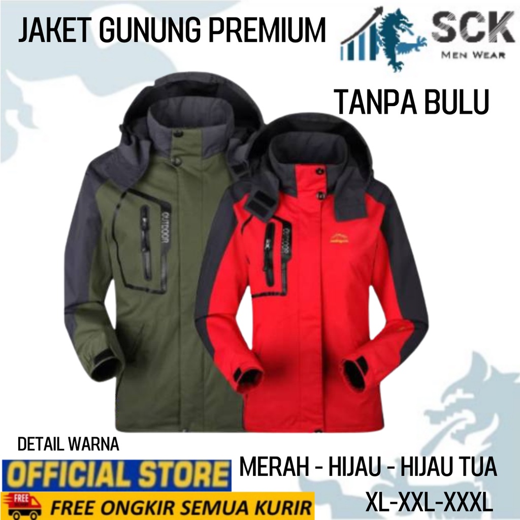 Jaket Pria Parasut Halus JWolf Bulu Topi Lepas Pasang  / Pakaian Gunung Outdoor - sckmenwear GROSIR