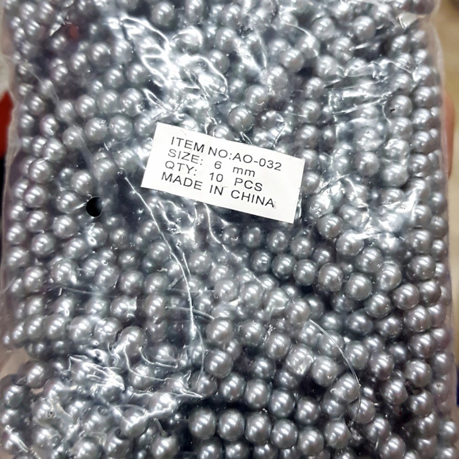 1PON Mote Mutiara Berat 6mm-450 GRAM Mote Mutsin Berat - Putih, 1 PON / 450GRAM