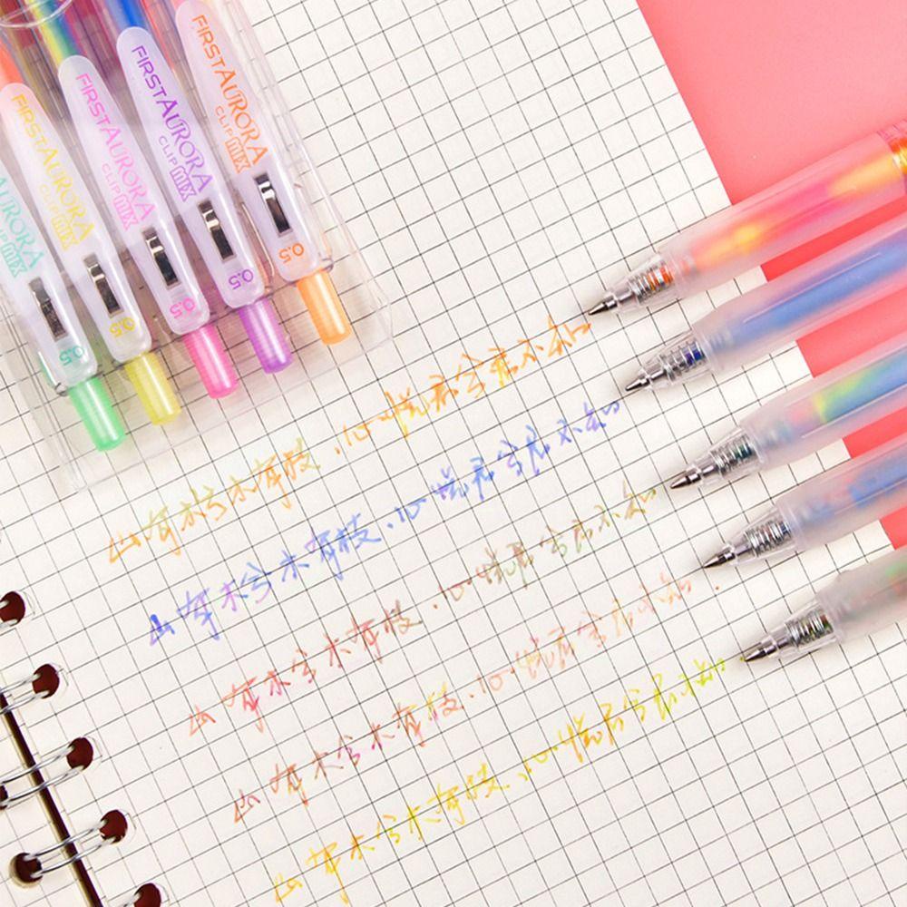 Agustin Press Gradient Gel Pen Kawaii 0.5mm Hand Akun Alat Tulis Siswa Sekolah Perlengkapan Kantor Untuk Anak Anak Menulis Pena Gambar