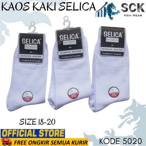 Kaos Kaki Sekolah Panjang SELICA SPD 5020 Putih 18-20 cm / Kaus Kaki SD5020 Putih - sckmenwear GROSIR