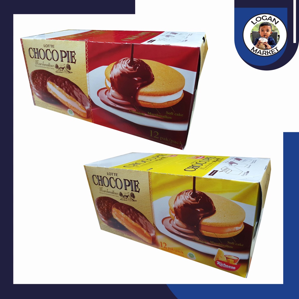 Lotte Pie Chocopie Isi 12 Pcs 12Pcs Varian Coklat n Keju