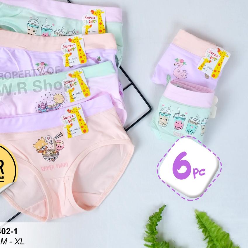 ➦ [ 6pc ] CD ANAK SOREX NA 402-1 Kids | Celana Dalam Anak Remaja Perempuan / na402 - Bwr ➬