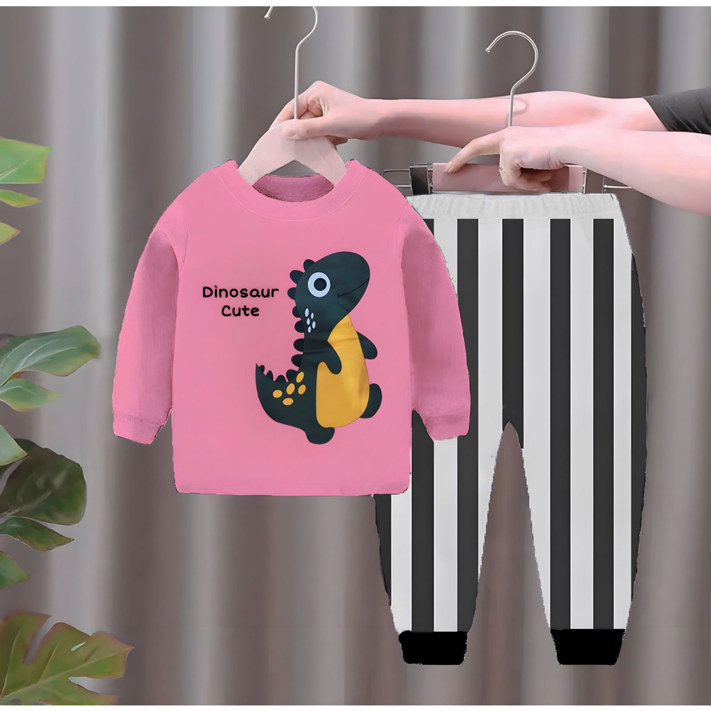 FASHION BAJU TIDUR ANAK TERBARU MOTIF HEWAN DINOSAURUS CUTE - SETELAN ANAK USIA 1-5THN ANAK LAKI-LAKI DAN PEREMPUAN - PIYAMA ANAK KEKINIAN