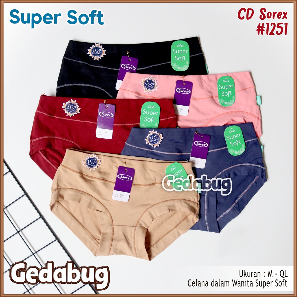 3 Pcs - CD Wanita dewasa Sorex 1251 Supersoft | Celana dala wanita List bordir | Gedabug