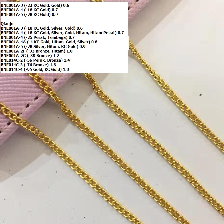 Rantai Miring Rapat Tebal 0.6-1.0mm Harga/100Meter