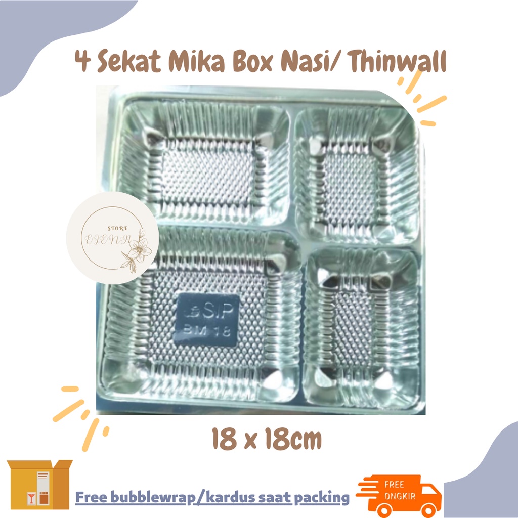 MIKA KOTAK NASI BOX 4 SEKAT 18x18