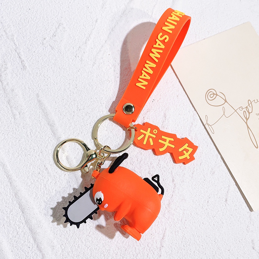 Chainsaw Man Gantungan Kunci Untuk Wanita Lucu Kartun Silikon Anime Keyrings Denji Pochita Boneka Liontin Keyholder Untuk Perhiasan Ransel