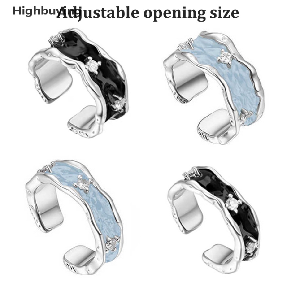 Hbid Manis Baru Fashion Tidak Teratur Cincin Untuk Wanita Buatan Tangan Bertatahkan Zirkon Terbuka Cincin Minimalis Geometris Perhiasan Adjustable Ring Glory