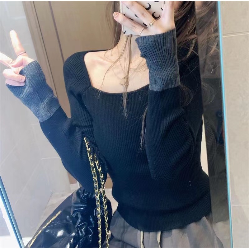 Sherina Top Knit Long Sleeve - Sweater Blouse Rajut - Atasan Wanita Import TM (G011)