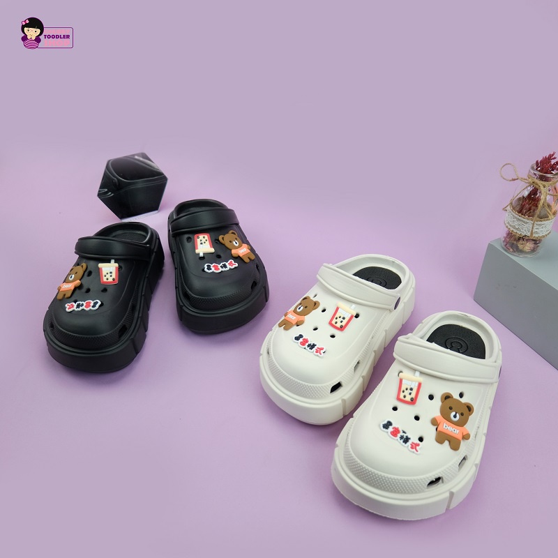 Minipetite SD2215 Sendal baim fuji viral cross wedges Sandal Clog Wanita Korean Import Spons Rubber Tebal Tinggi Karet Ringan Super Empuk Anti Slip Wedges
