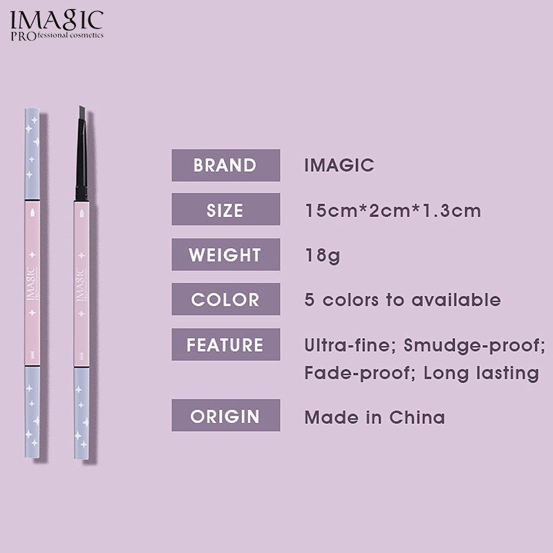 [100%ORIGINAL] IMAGIC Eyebrow Pencil Stars Purple Pink Tube Waterproof 5 Colors Eyebrow Pen