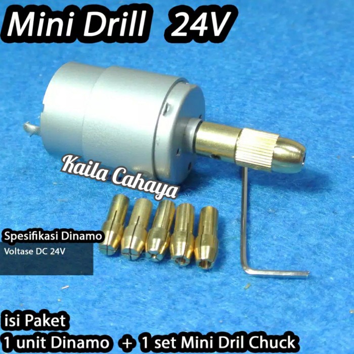 Terlaris 1 Unit Dinamo 12-24V + Chuck Mini Drill Collet Set 7Pcs