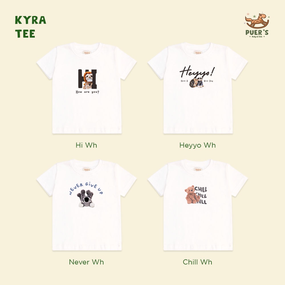 KAOS BAYI DAN ANAK MOTIF ANIMAL PUER'S KYRA (KAOS ANAK GAMBAR HEWAN)