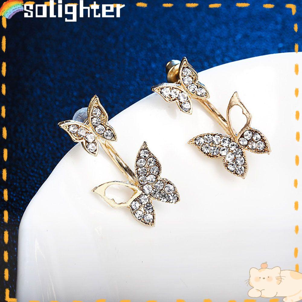 Solighter Anting Kupu-Kupu Perhiasan Jual Baru Untuk Wanita Anting Korea Berongga