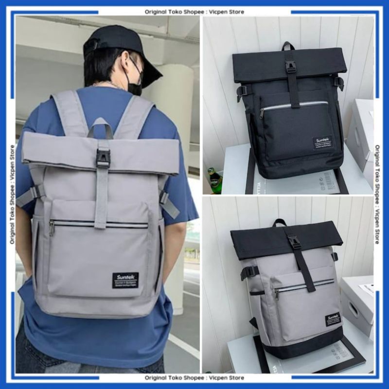 Tas Ransel Pria Wanita Backpack Laptop Canvas Sekolah Casual Anti Pencurian