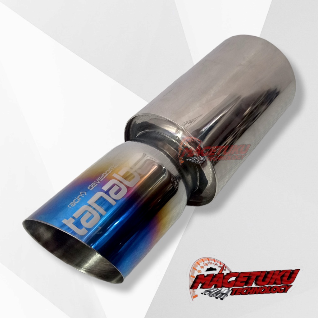 Knalpot Racing Mobil TANABE Full Stainles Bass Bulat Adem Empuk 3.5inch Biru