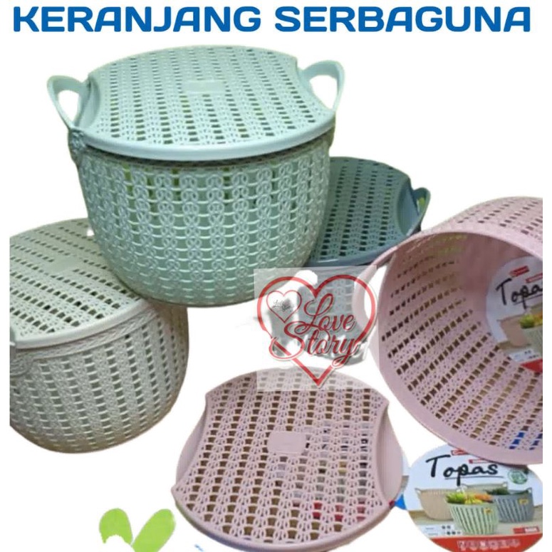 KERANJANG - SOUVENIR - SERBAGUNA -TOPAS / KERANJANG PLUS TUTUP - SERBA GUNA - TOPAS - ASLI CLIO