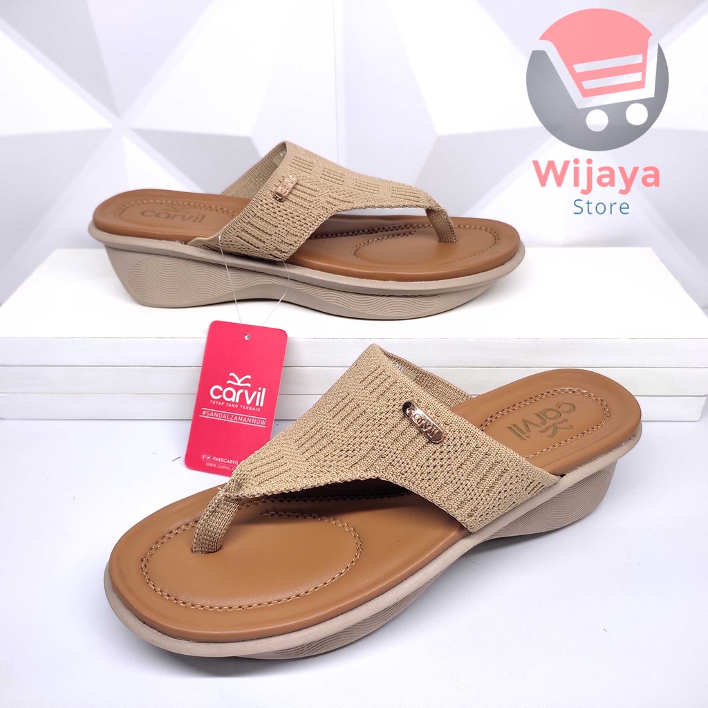 CARVIL RULY SANDAL WEDGES WANITA CARVIL ORIGINAL SENDAL SLIDE RAJUT SLOP SELOP CEWEK KASUAL CASUAL PEREMPUAN