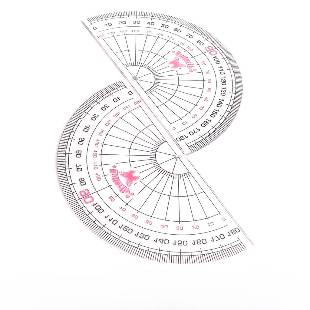 Penggaris Busur Butterfly Protractor Plastik Solid panjang 10 cm dan Sudut 180 ° Derajat