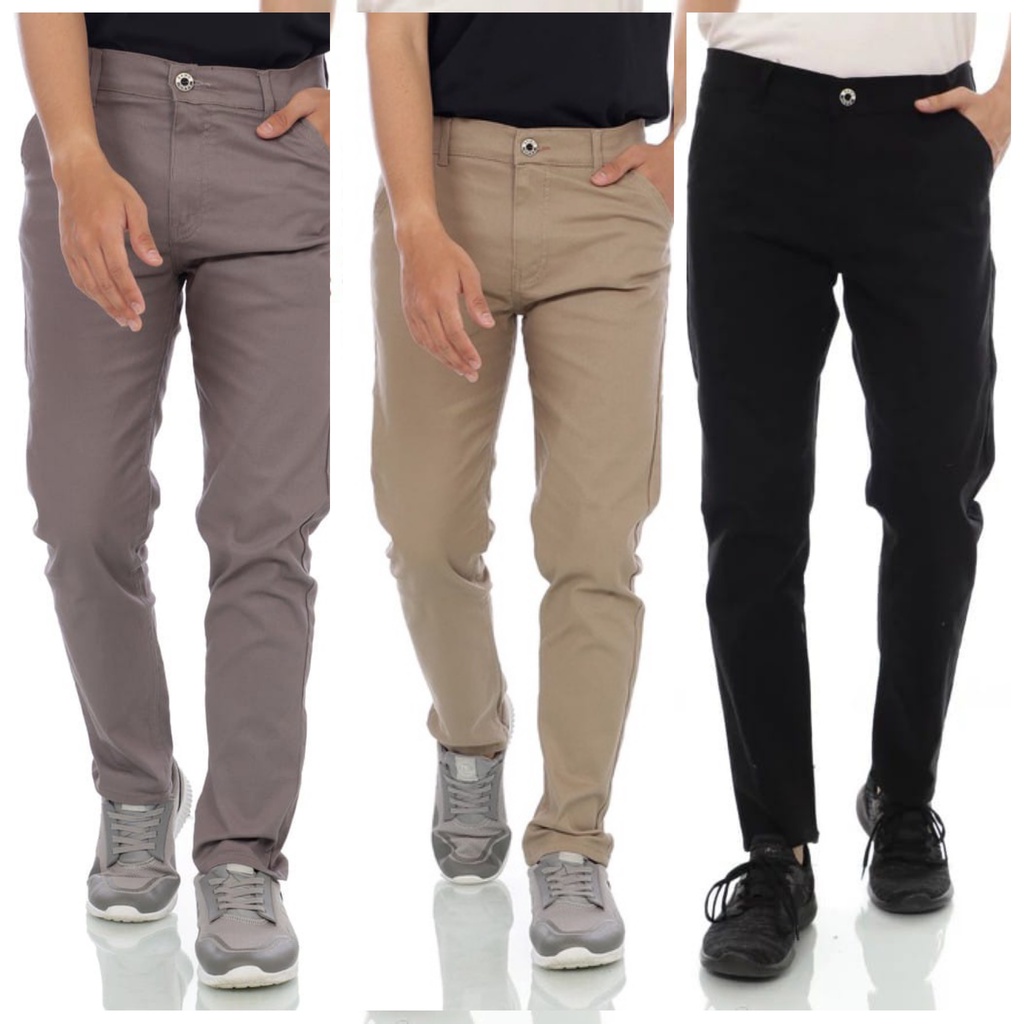 Celana Chino Panjang Pria Celana Chinos Panjang Pria Size 27-38 Celana Chino Slimfit Kerjaharian Santai Casual Formal Hitam