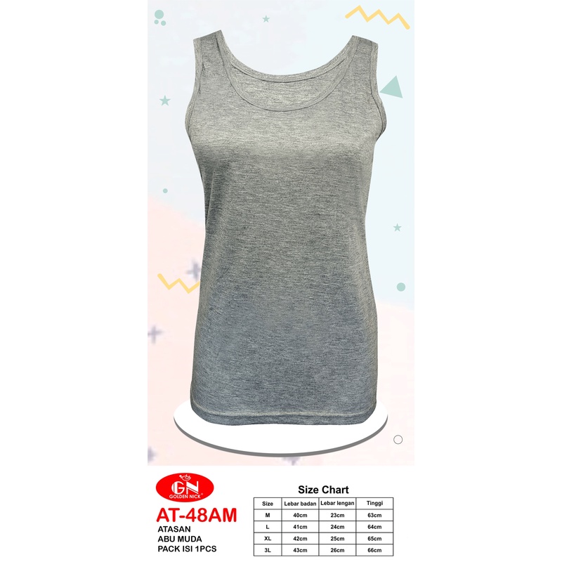 1 Pc TankTop GOLDEN NICK - Singlet Wanita Dewasa - Tank Top - Kaos Tanpa Lengan - Oblong Tanpa Lengan AT48