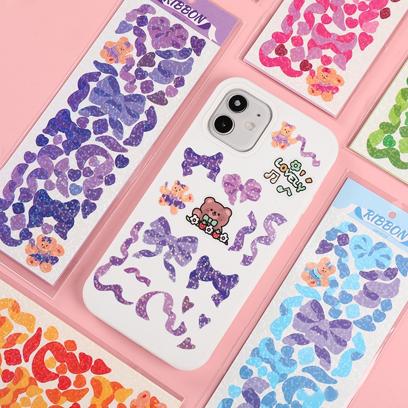 STICKER GILTTER WARNA WARNI PITA BERUANG / STICKER GLITER DEKORASI