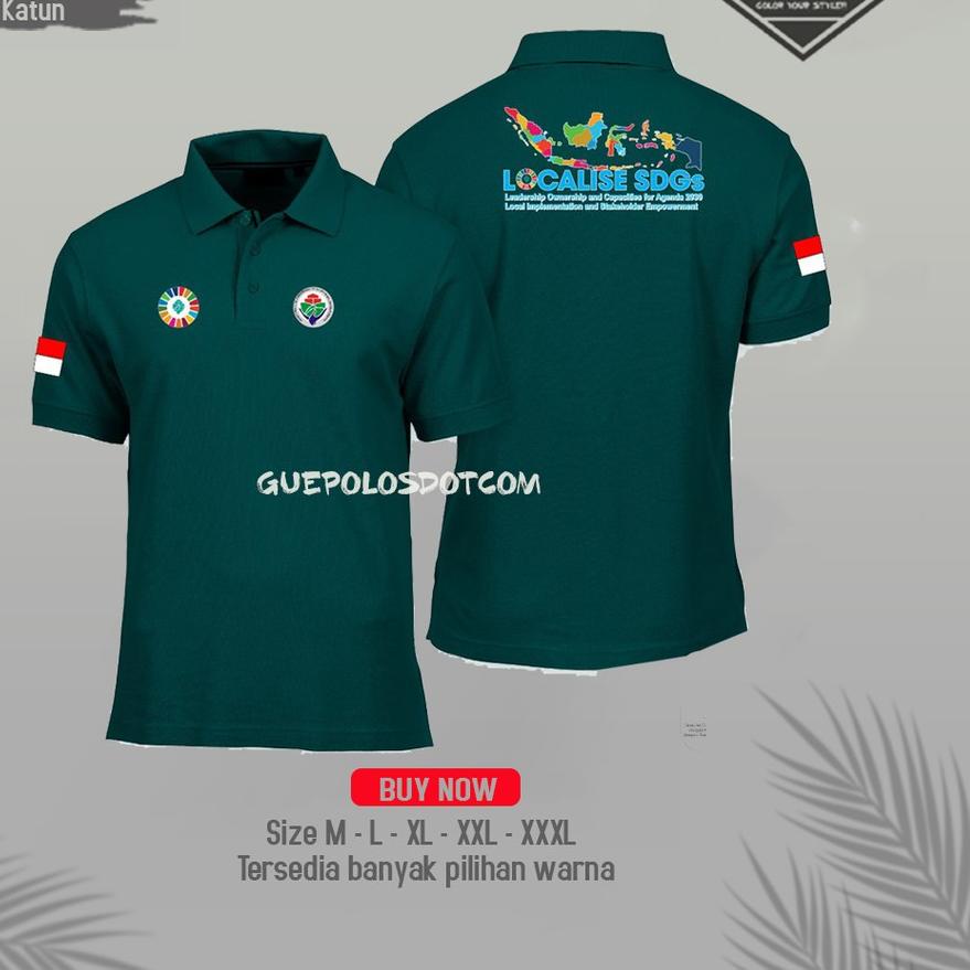 ● Poloshirt SDGs PETA INDONESIA - KAOS POLO LOCALISE SDGs - KAOS SDGs Kemendesa FREE NAMA DESA ✽