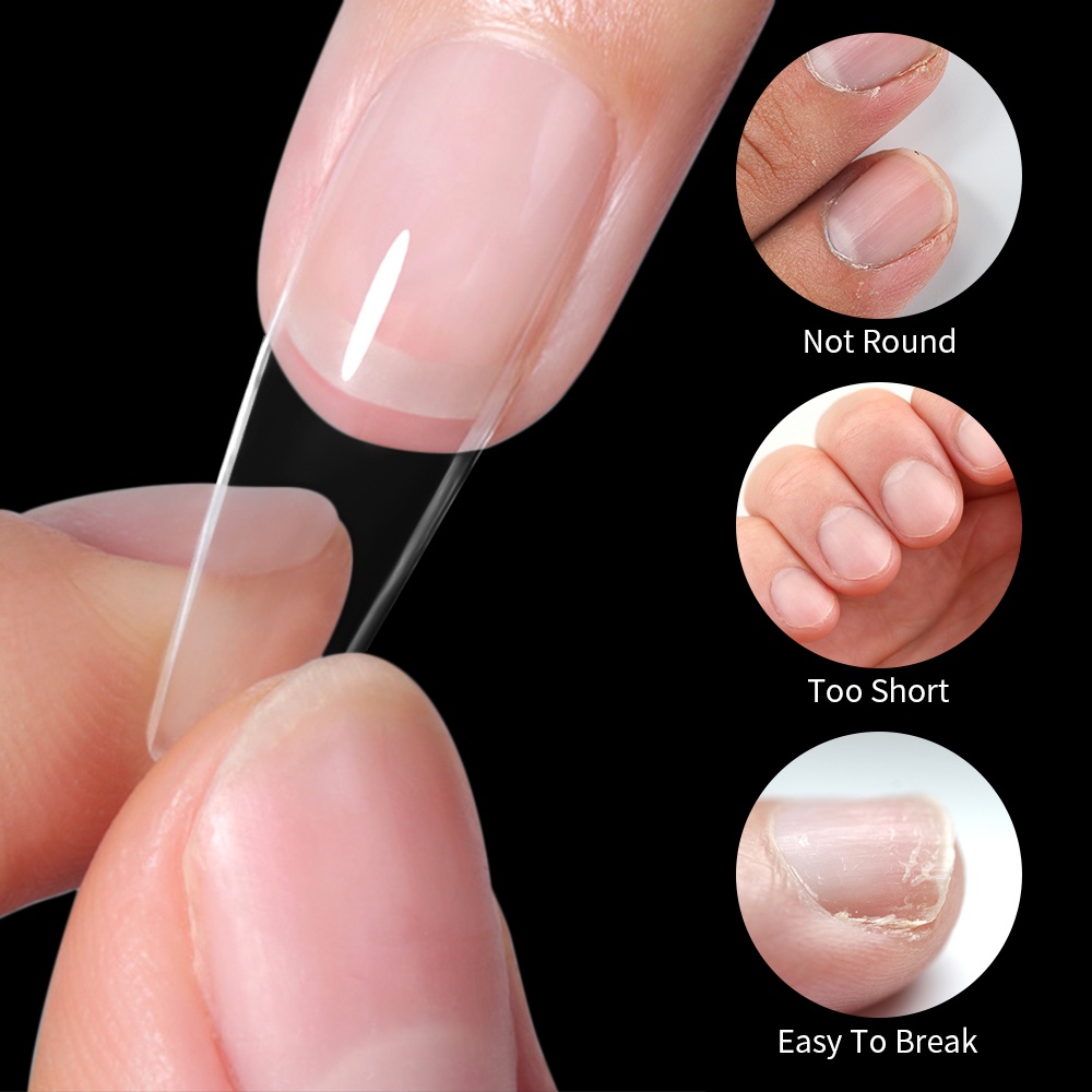 Ultra-tipis Non-Marking Ada Lecet Potongan Kuku Penuh Cakupan Tekan-Dipan Kuku Ekstensi Gel Lembaran DIY Jernih Nail Art Tools