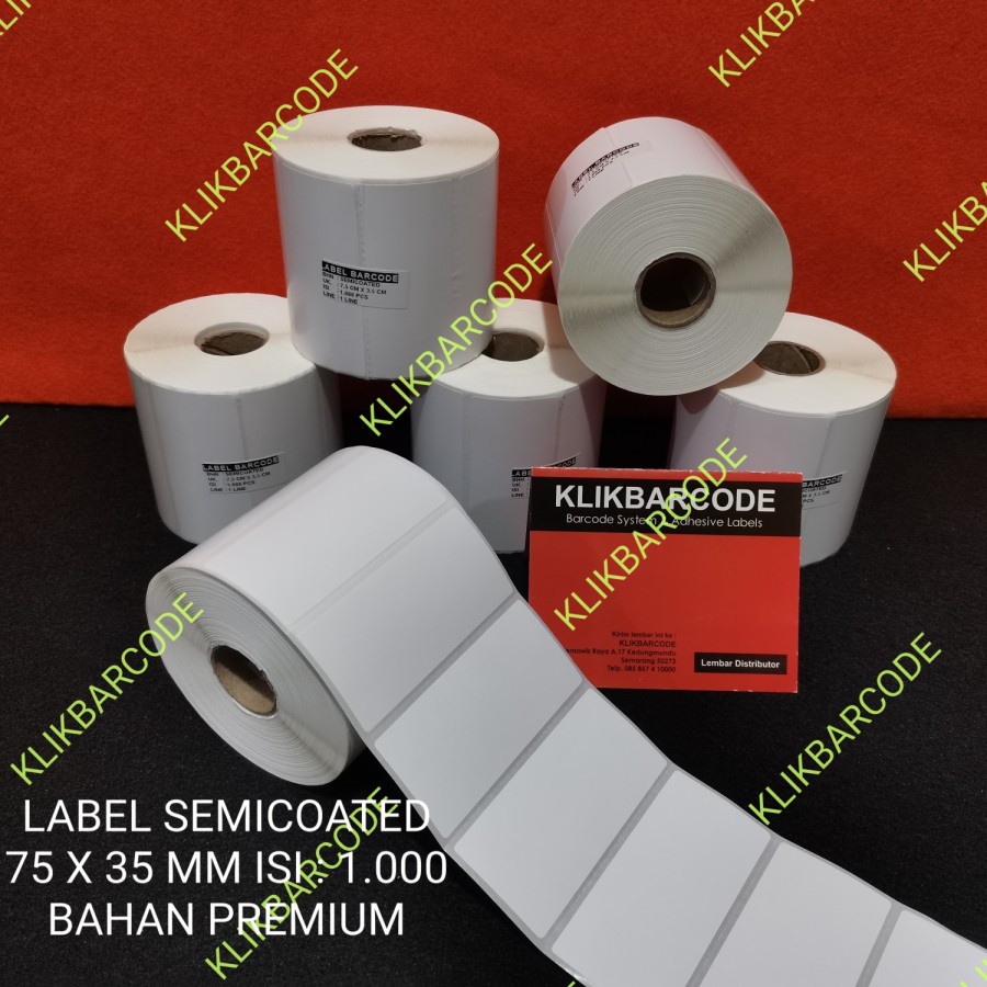 

MURAH sticker label semicoated 75x35mm 75 x 35 label barcode 1000 kualitas MURAH