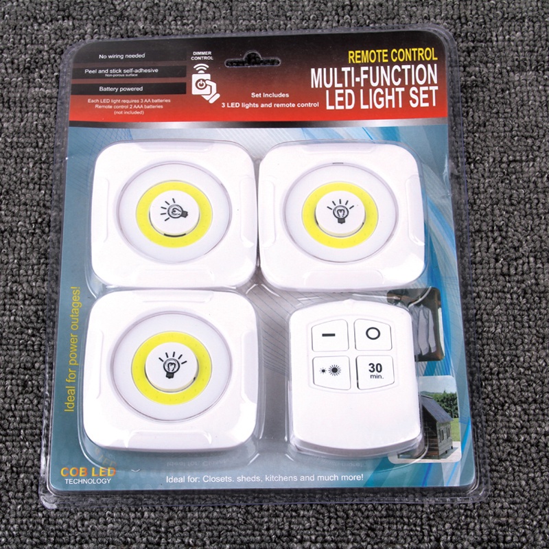 3PCS Remote control nirkabel sentuh lampu malam COB dinding dapur bundar, lampu lemari terang deng