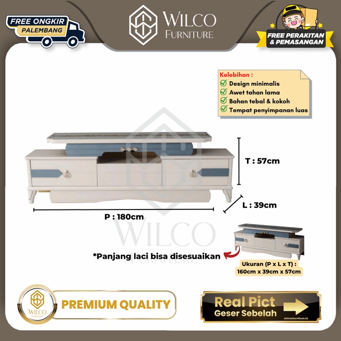 Bufet Tv Minimalis Modern / Meja Tv Panjang 180 Cm / Meja Tv Murah PLG