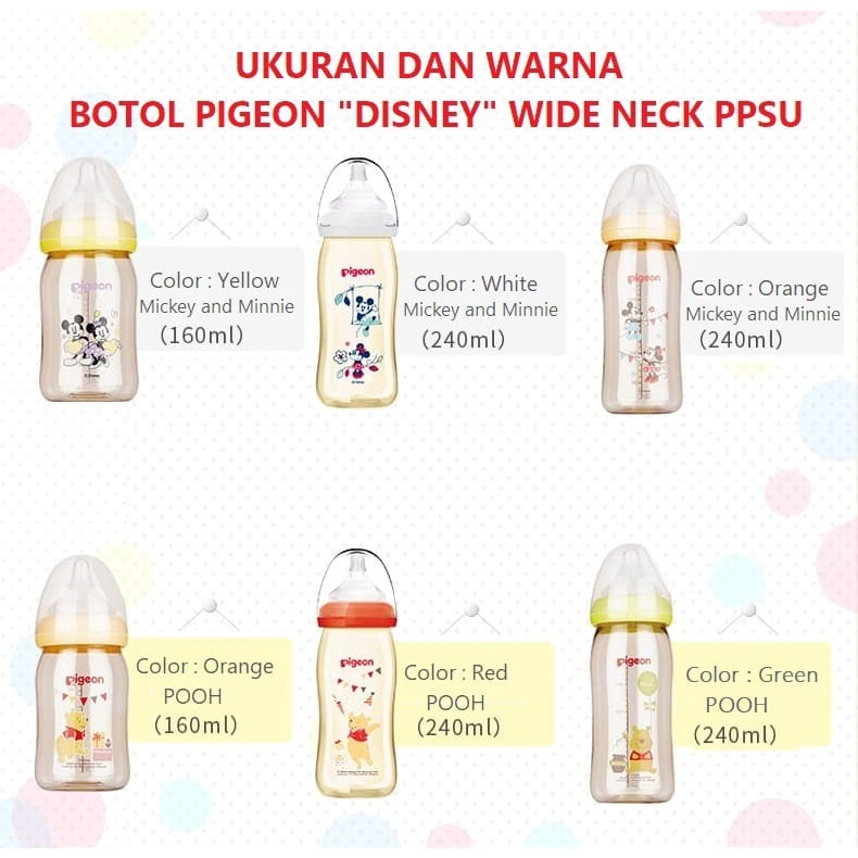 BELLASHOPJKT / BOTOL SUSU PIGEON DISNEY PPSU WIDE NECK MICKEY POOH 160ML 240ML