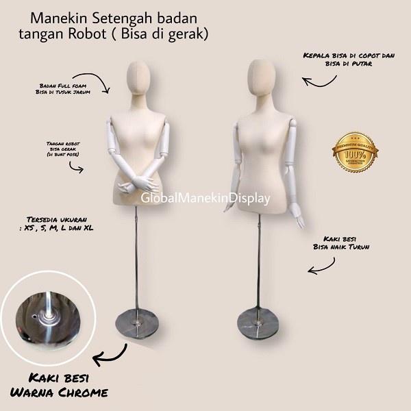 Terlaris Manekin Badan Tangan Robot Full Tusuk Dengan Kaki Besi