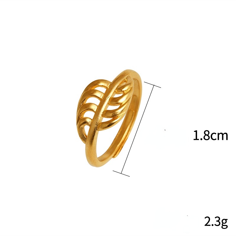 Goldkingdom Perhiasan Fashion 24 K Bangkok Aksesoris Ready Stock Segar Senshi Xiangyun Kupu Daun Cincin Sederhana Berlapis Emas Lucu Cincin