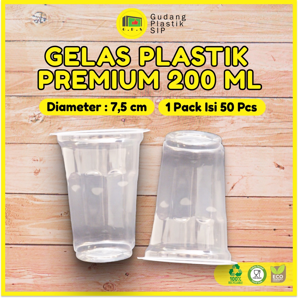 Gelas Cup Plastik PREMIUM Aqua Kopi 200ml (ISI 50) / Murah &amp; Higenis