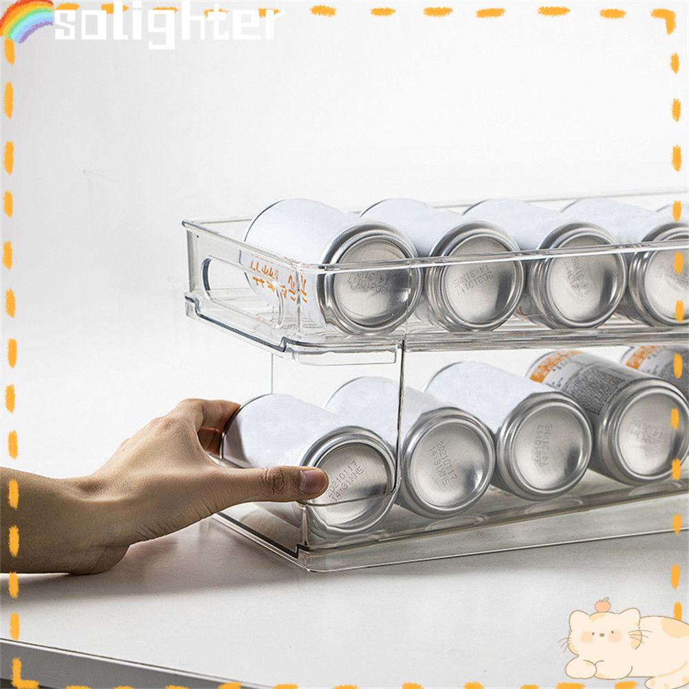 Solighter Rak Penyimpanan Minuman Lemari Pendingin Dapur Stackable Double layer Organizer Rack Beer cola soda can