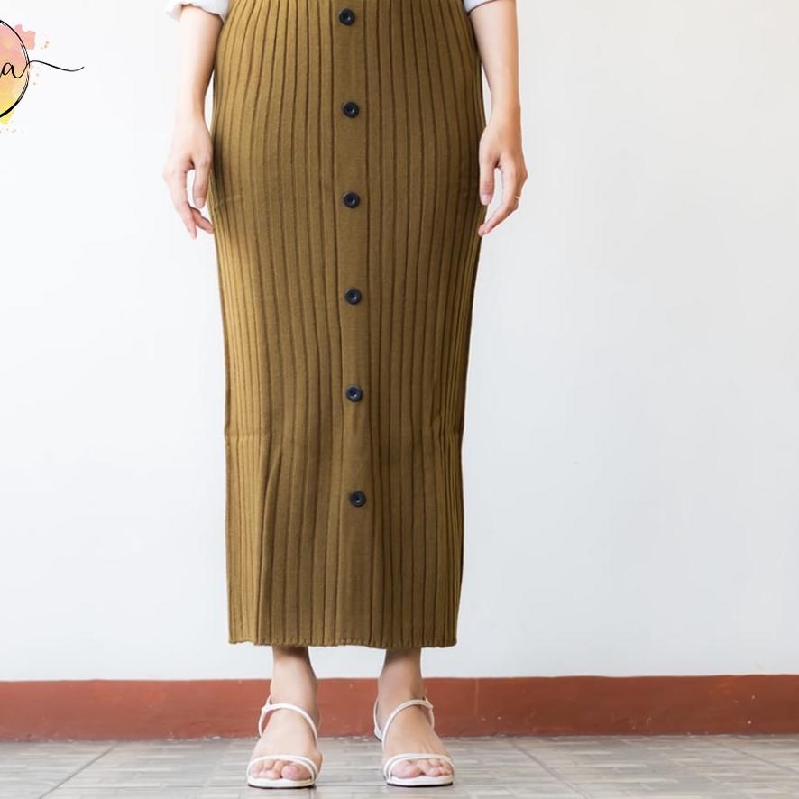 ✨New✨ [BISA COD] Rok Span Rajut Kancing Premium / Rok Maxi Kancing Depan / Rok Panjang Wanita / Rok 