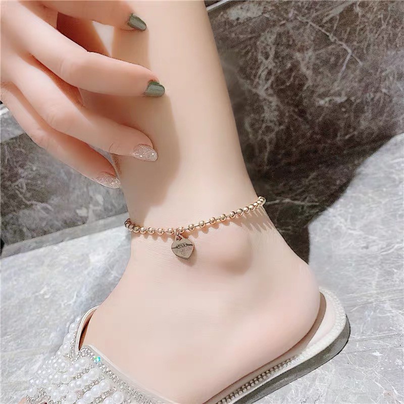 Gelang Kaki Bahan Titanium Steel Warna Rose Gold Gaya Korea Untuk Wanita Je