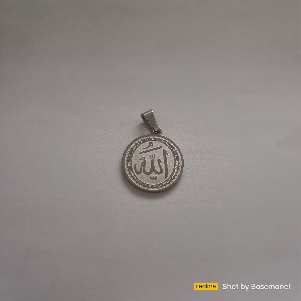 Kalung Liontin Titanium Anti Karat Asma Allah motif Bulat