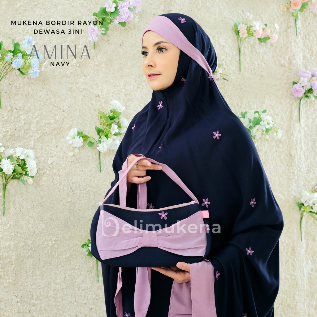 Mukena Rayon Dewasa 3in1 Bordir Amina