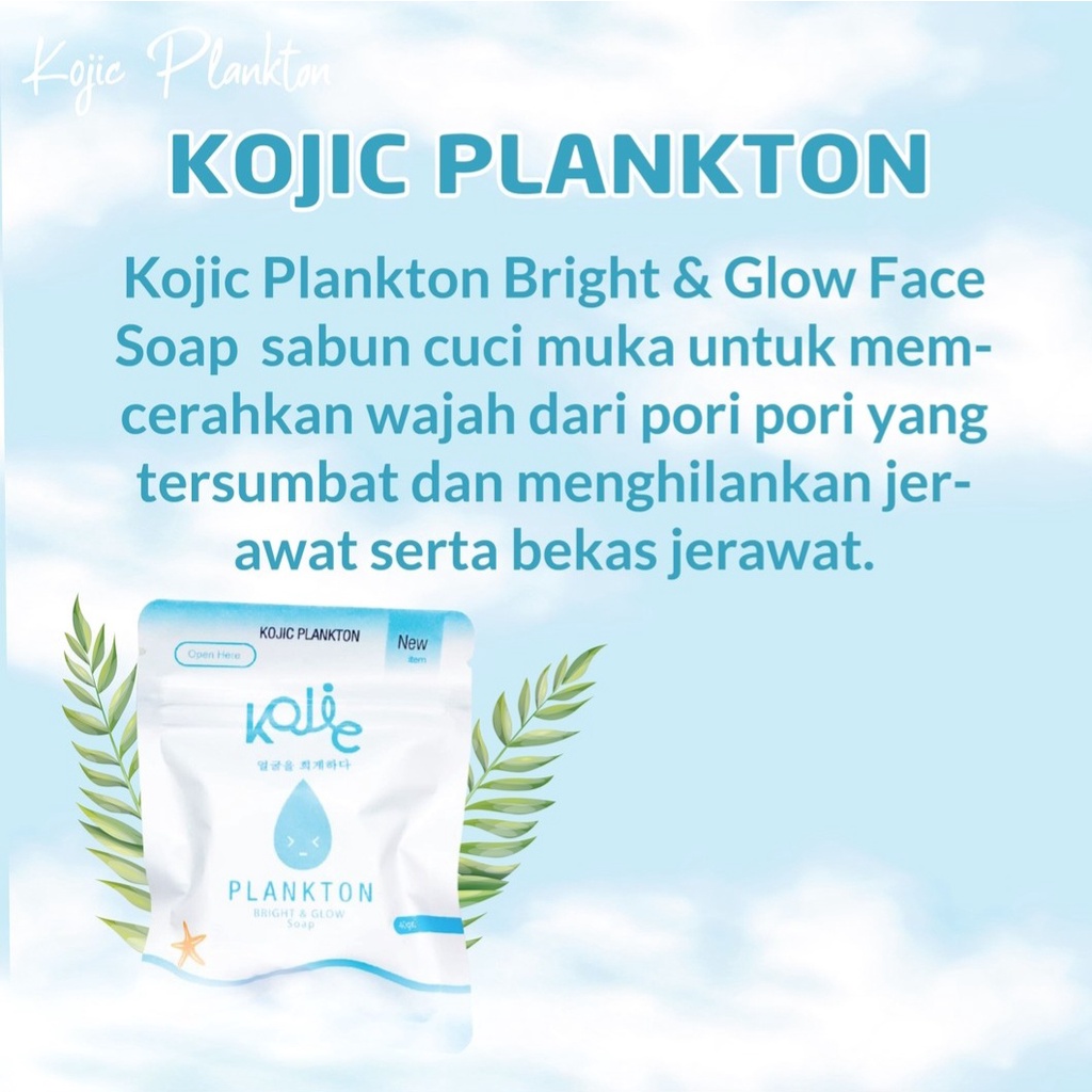 KOJIC PLANKTON BRIGHT &amp; GLOW SOAP 40g - BPOM - SABUN WAJAH SABUN MANDI KOJIC