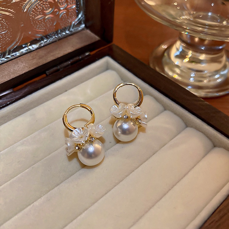 Anting Bunga Berlian Mutiara Baroque Anting Serbaguna Manis Prancis