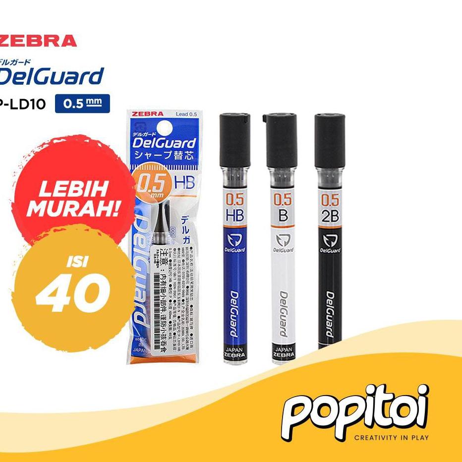 

O91 Zebra DelGuard Pencil Lead Refill 0.5 mm isi pensil mekanik isi 40 pc HOT PRODUCT ぅ