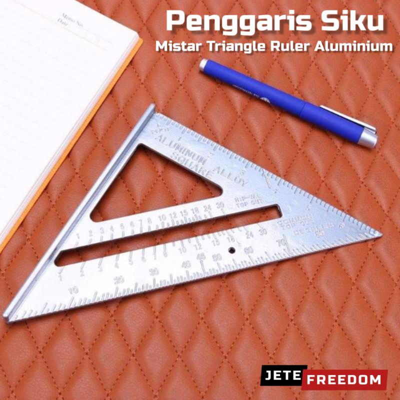 

TAFFWARE Penggaris Siku Woodworking Speed Square Mistar Sudut Segitiga Triangle Alat Ruler Derajat 18 x 18.4 x 25.7 cm Aluminium Alloy Gray