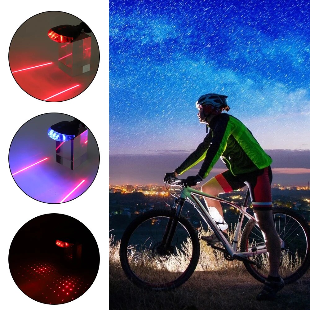 LAMPU BELAKANG SEPEDA LED 7 MODE CAHAYA 2 MODE LASER