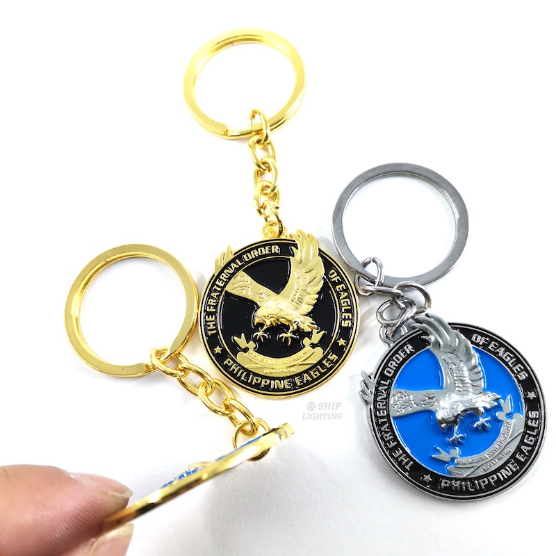 Pesanan Persaudaraan Pola Burung Elang Gantungan Kunci Mobil Filipina Logam Premium Eagles Souvenir Keychain 3D Stereo Eagle Shaped Keyring Kreatif Gantungan Kunci Mobil