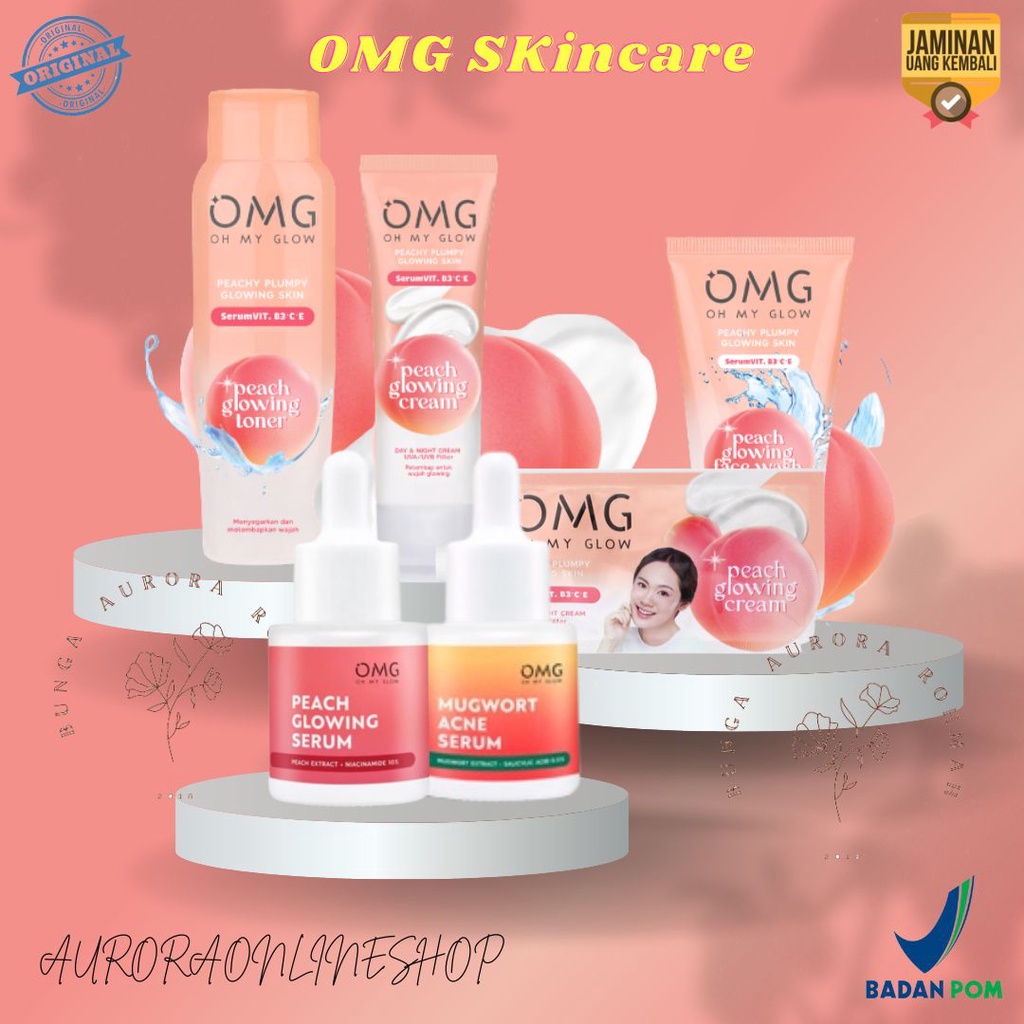 OMG Peach Glow Skincare | Face Wash | Cream | Toner | OMG Acne Serum | Oh My Glam